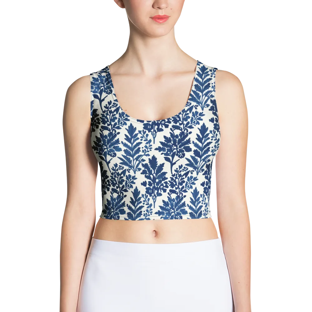 Blue Garden Ledger on Crop Top — Front