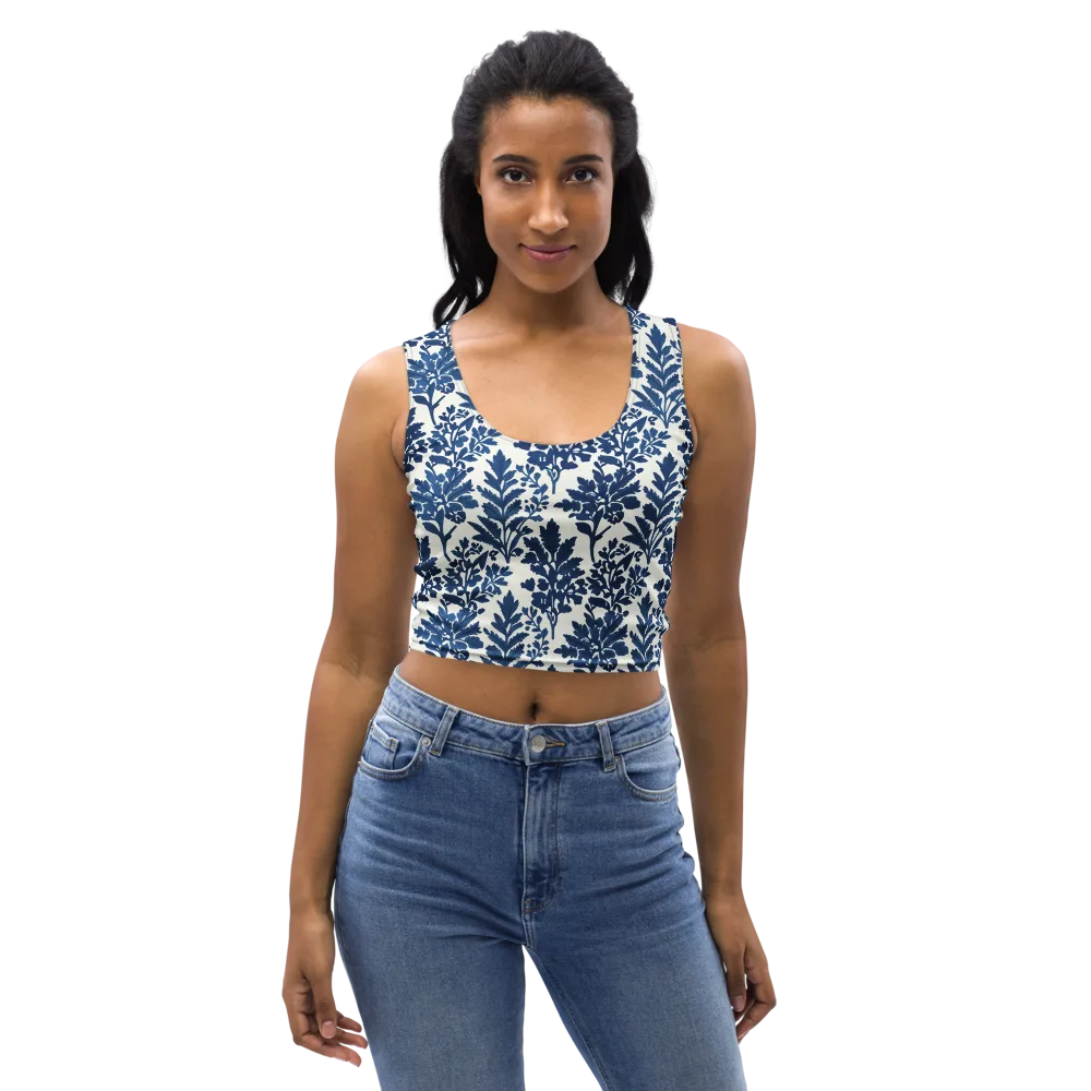 Blue Garden Ledger on Crop Top — Front
