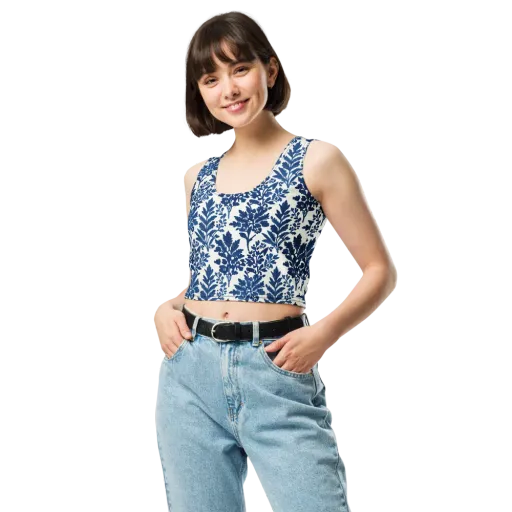 Blue Garden Ledger on a Crop Top