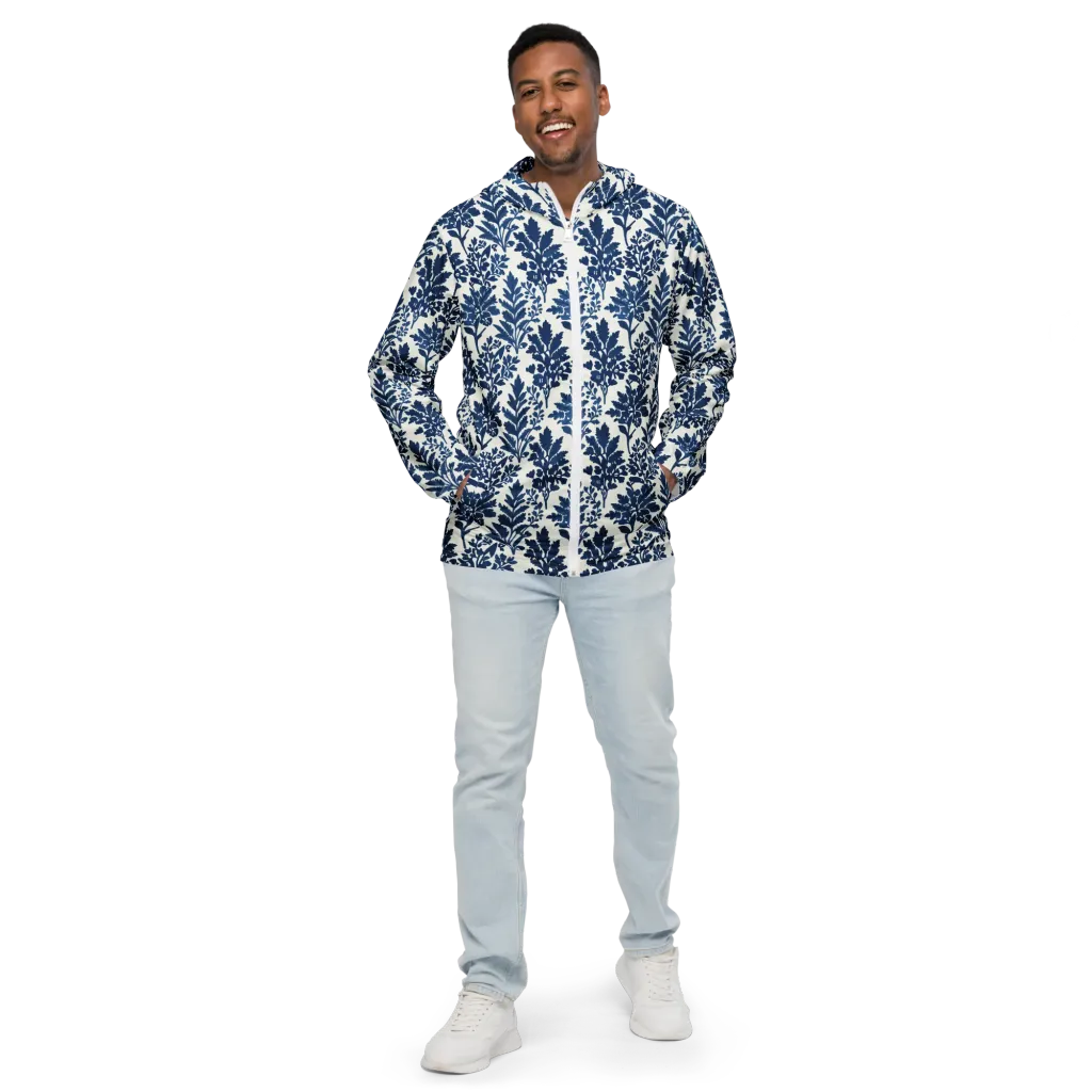 Blue Garden Ledger on Men's Windbreaker — Front