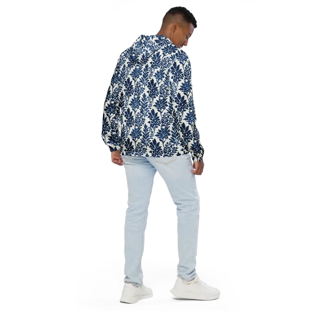 Blue Garden Ledger on Men's Windbreaker — Back
