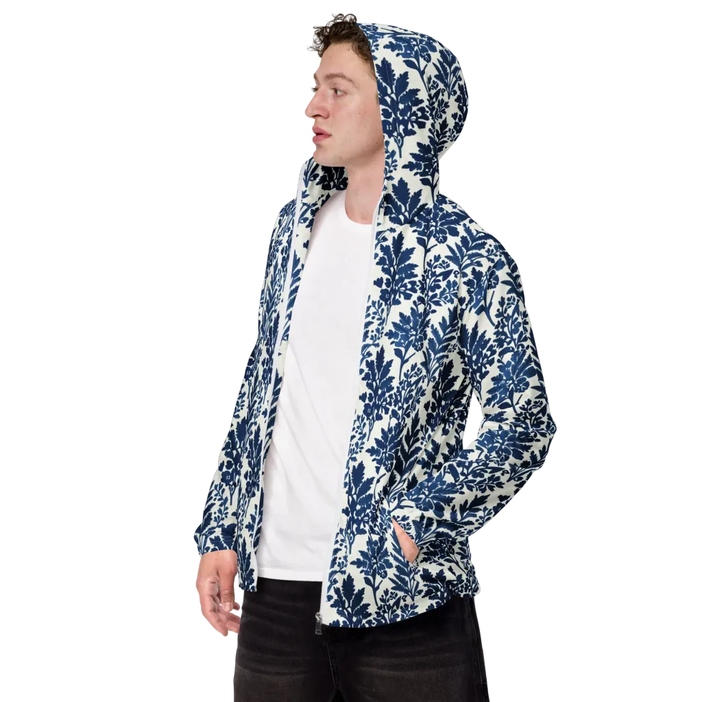 Blue Garden Ledger on Men's Windbreaker — Left Front