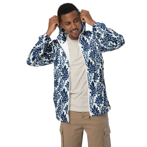 Blue Garden Ledger on a Men's Windbreaker