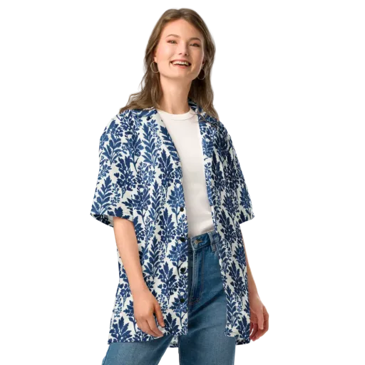 Blue Garden Ledger on a Button Shirt