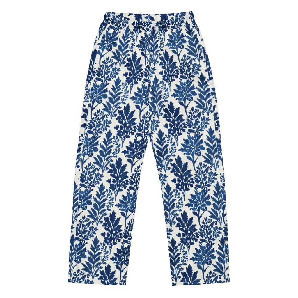 Blue Garden Ledger on Women's Pajama Pants — Front