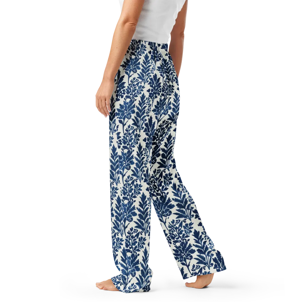 Blue Garden Ledger on Women's Pajama Pants — Left