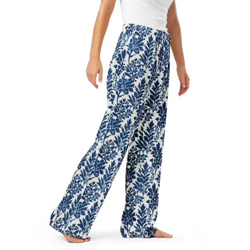 Blue Garden Ledger on a Women's Pajama Pants
