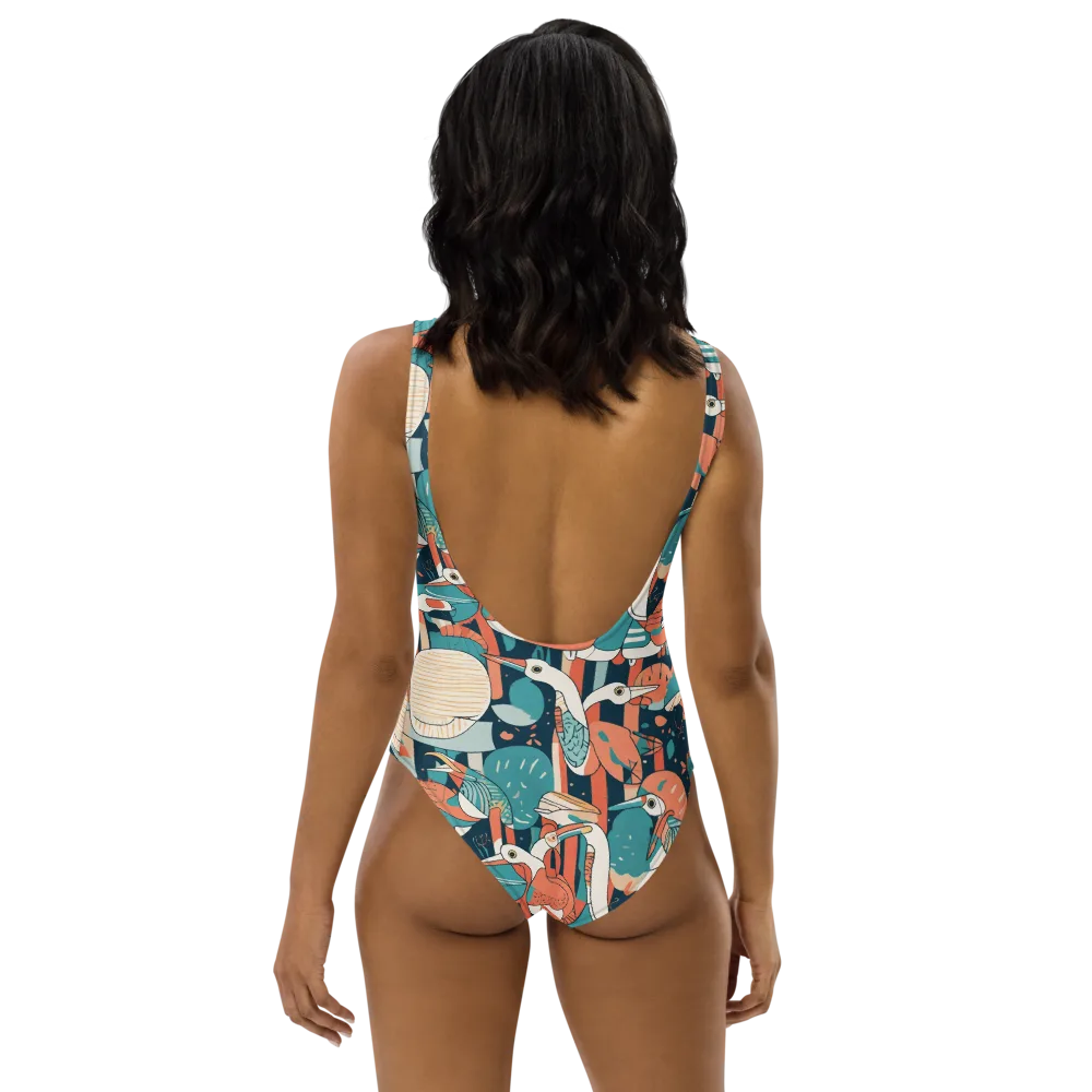 Tidal Waders on One-Piece Swimsuit — Back