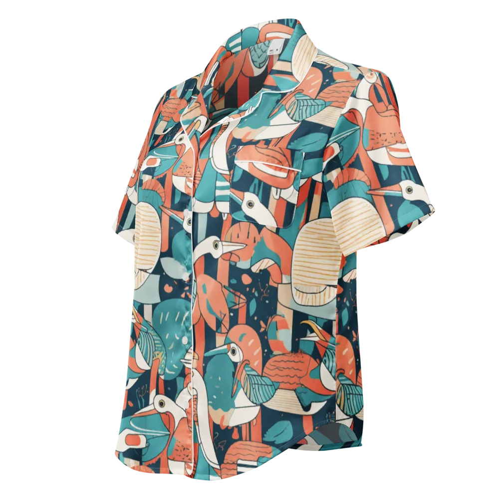 Tidal Waders on Women's Short Sleeve Pajama Top — Left Front