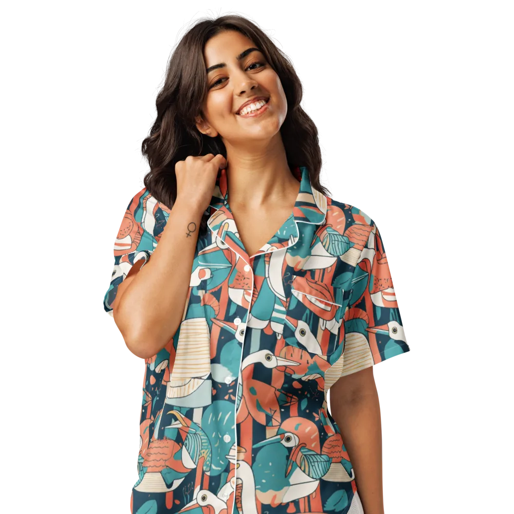 Tidal Waders on Women's Short Sleeve Pajama Top — Front