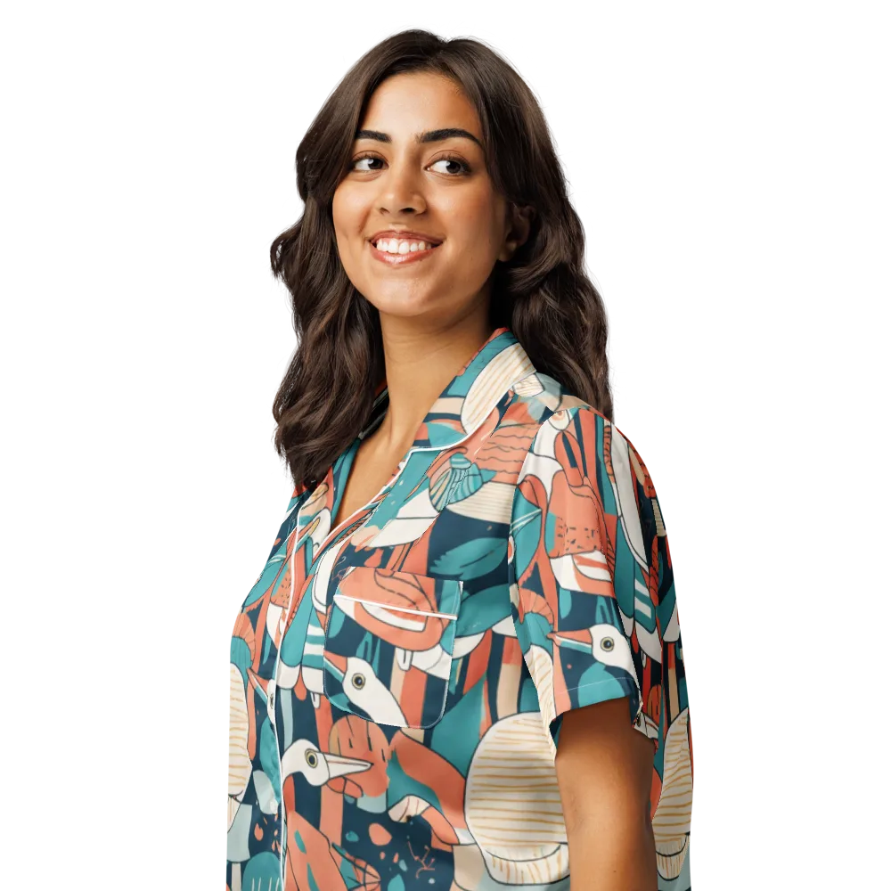 Tidal Waders on Women's Short Sleeve Pajama Top — Left Front