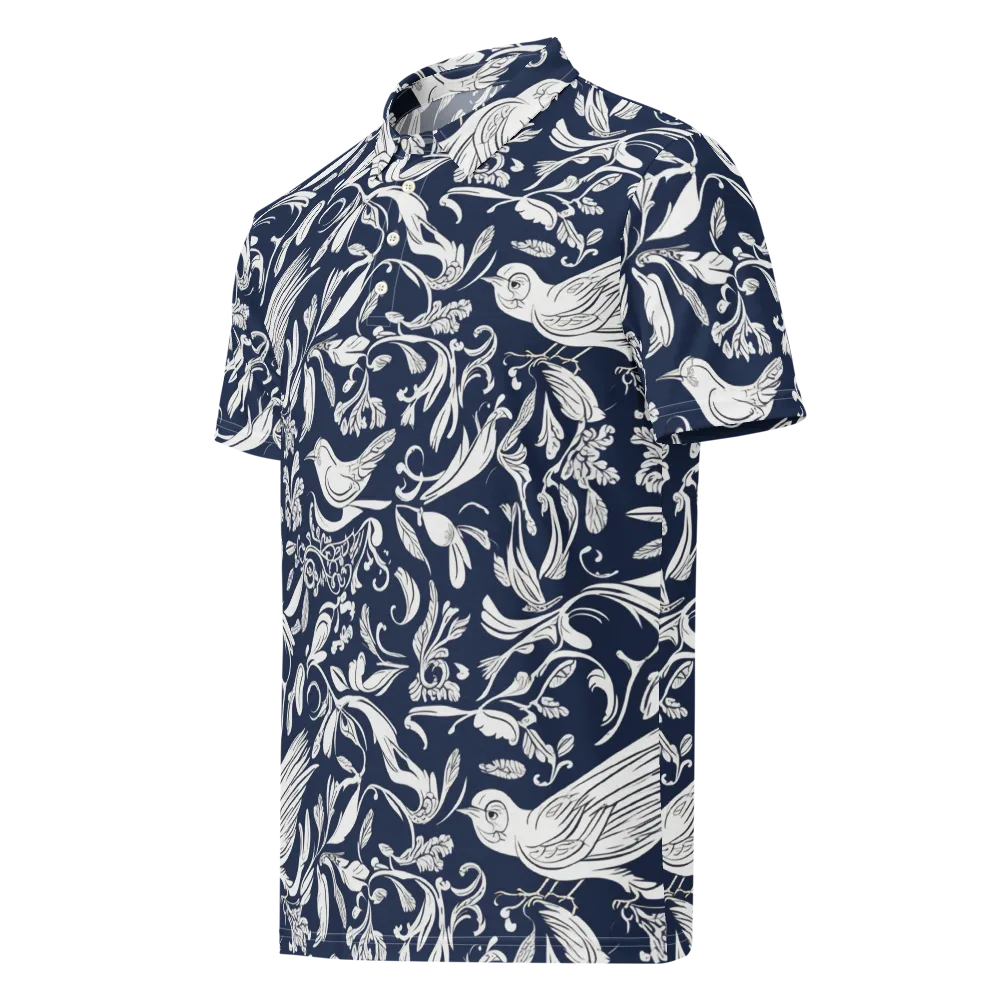 Navy Aviary on Men's Slim Fit Polo Shirt — Left Front