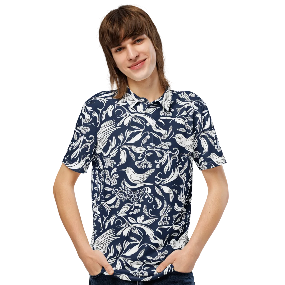 Navy Aviary on Men's Slim Fit Polo Shirt — Front