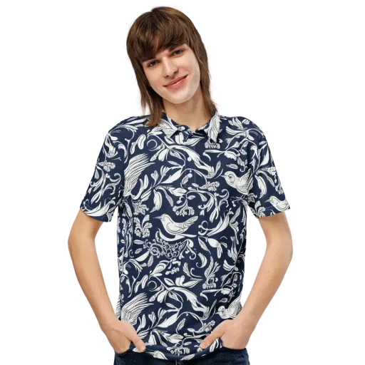 Navy Aviary on a Men's Slim Fit Polo Shirt