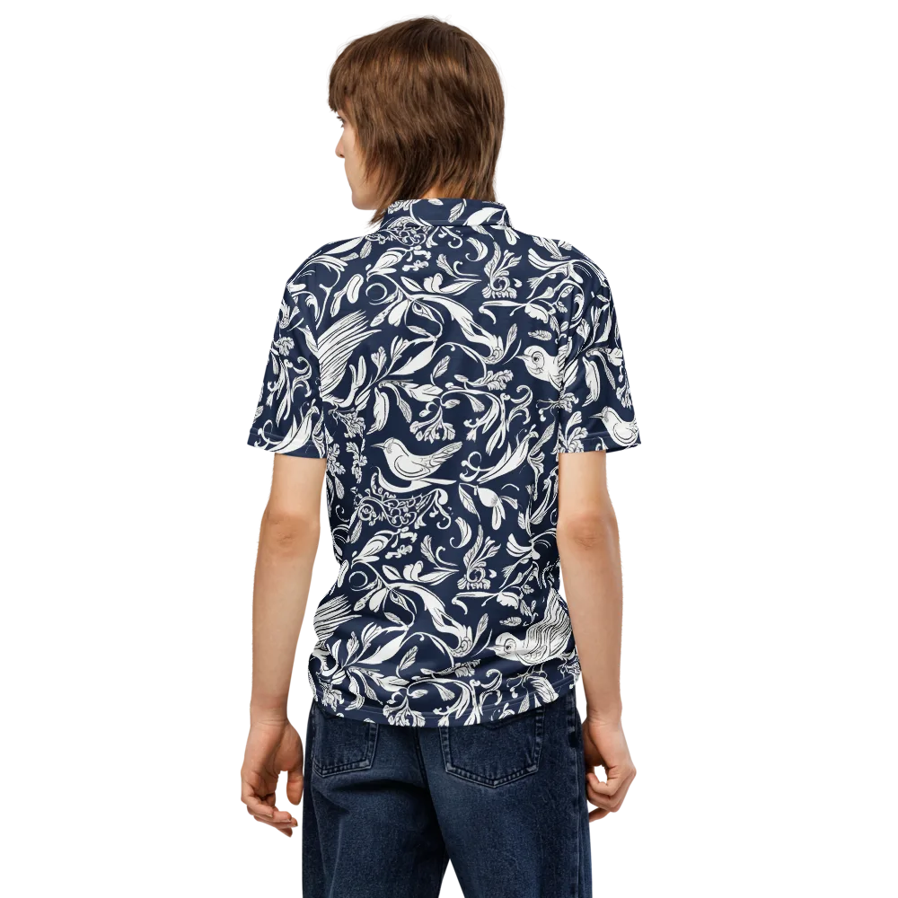 Navy Aviary on Men's Slim Fit Polo Shirt — Back