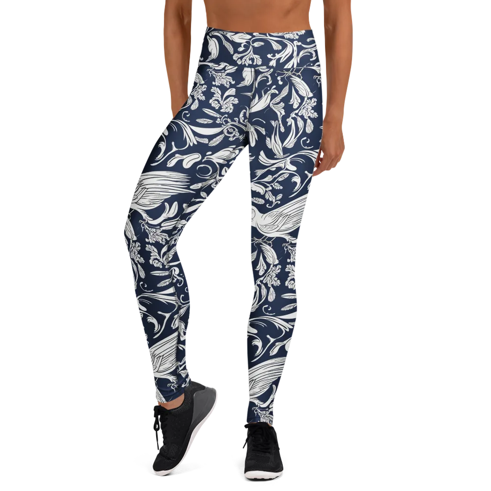 Navy Aviary on Yoga Leggings — Front