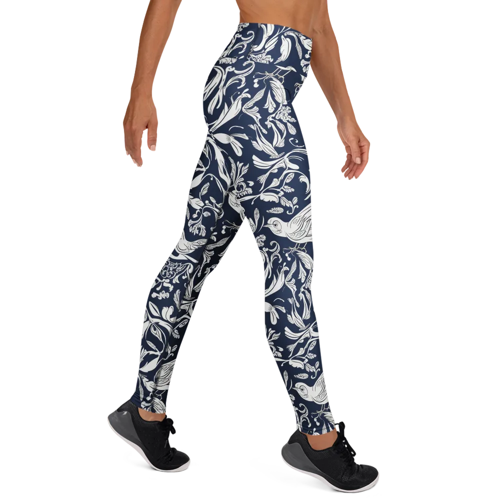 Navy Aviary on Yoga Leggings — Right