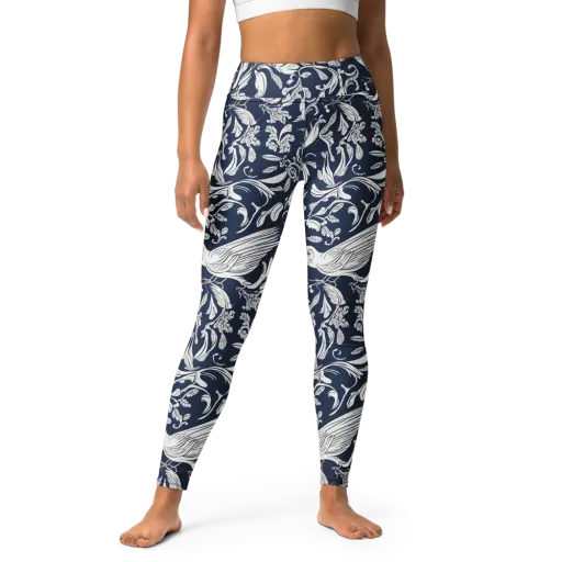 Navy Aviary on a Yoga Leggings