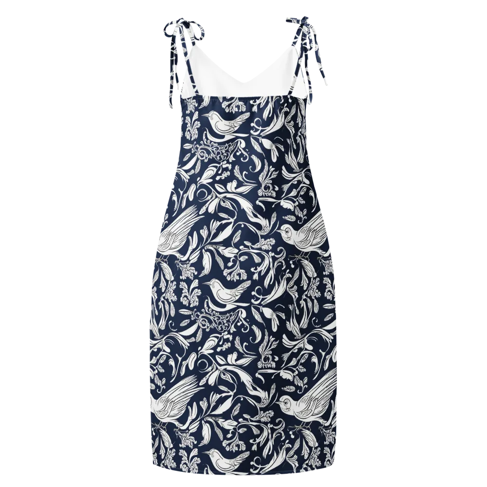 Navy Aviary on Slip Dress — Back