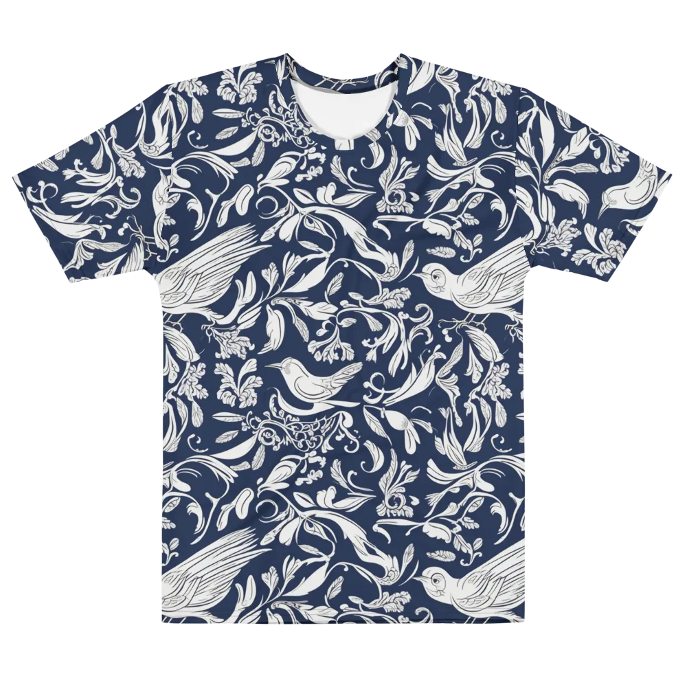 Navy Aviary on Men's Cotton Crew Neck T-Shirt — Front