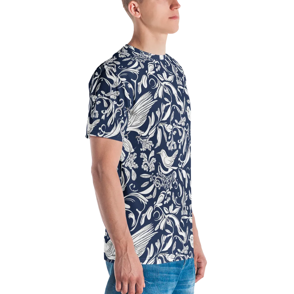 Navy Aviary on Men's Crew Neck T-Shirt — Right