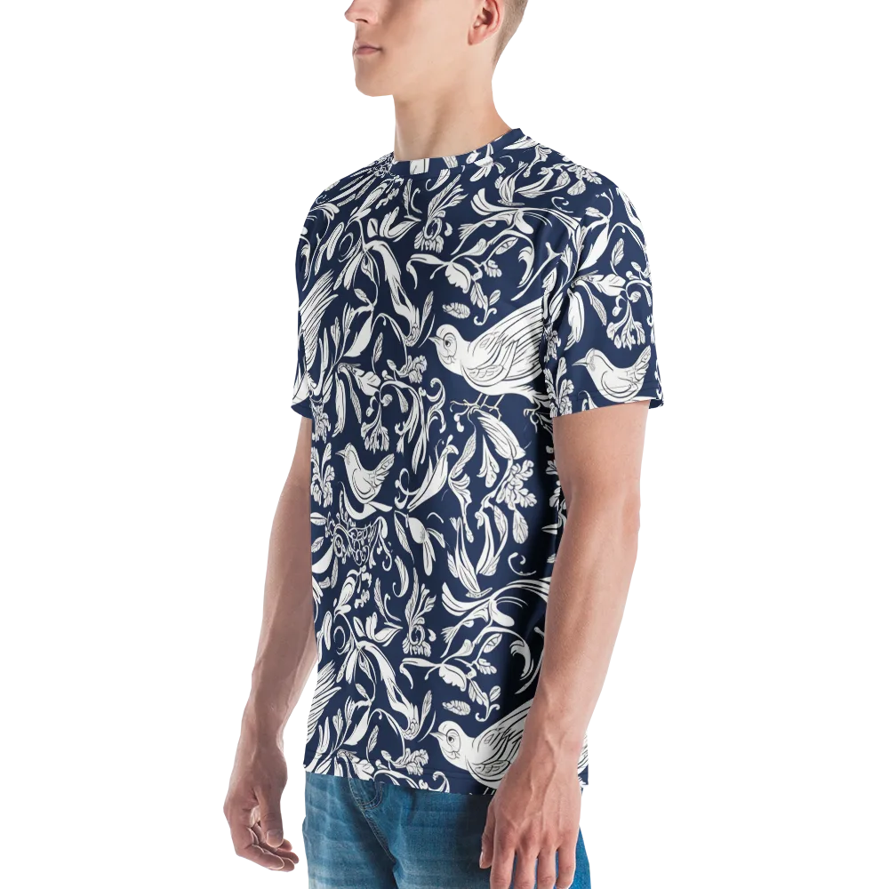 Navy Aviary on Men's Crew Neck T-Shirt — Left