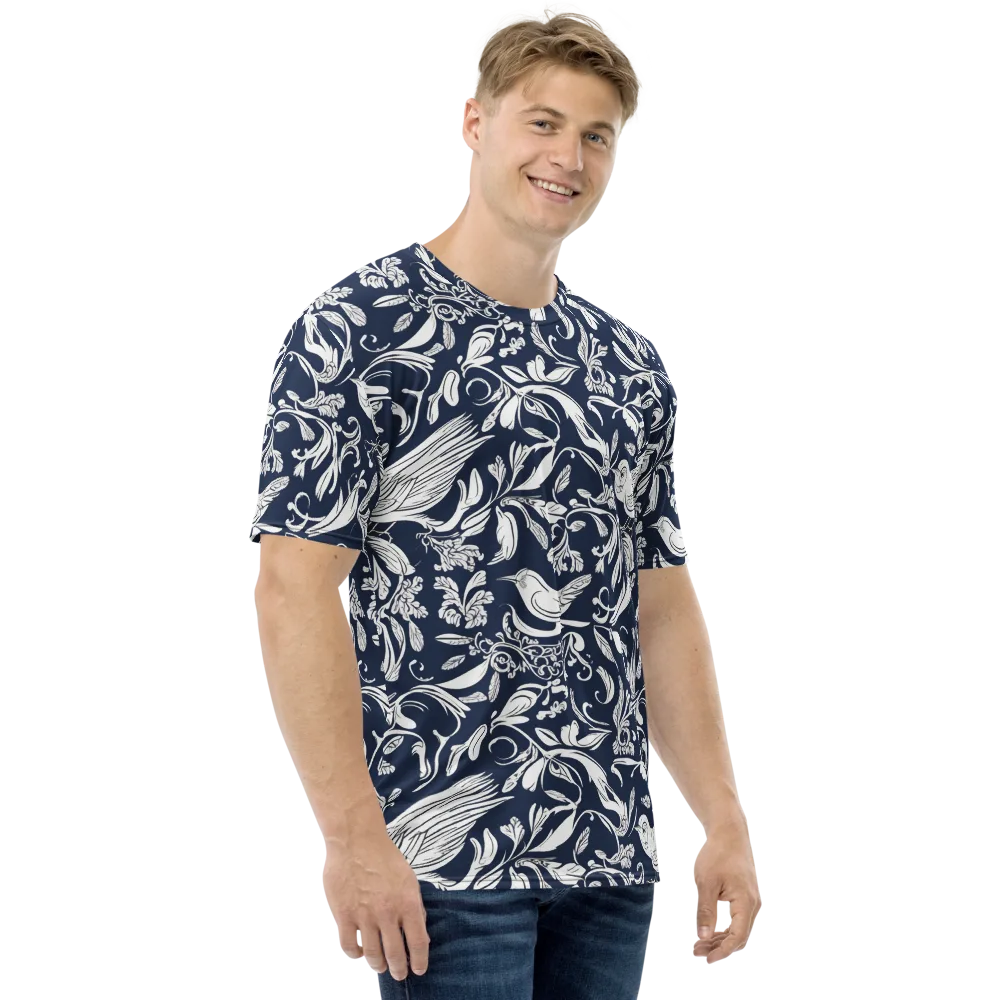 Navy Aviary on Men's Crew Neck T-Shirt — Right