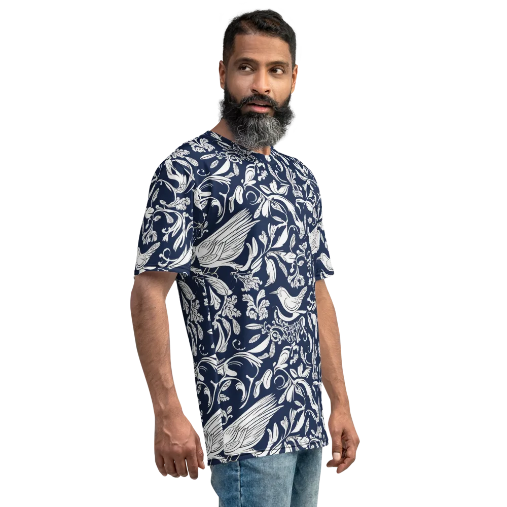 Navy Aviary on Men's Crew Neck T-Shirt — Right
