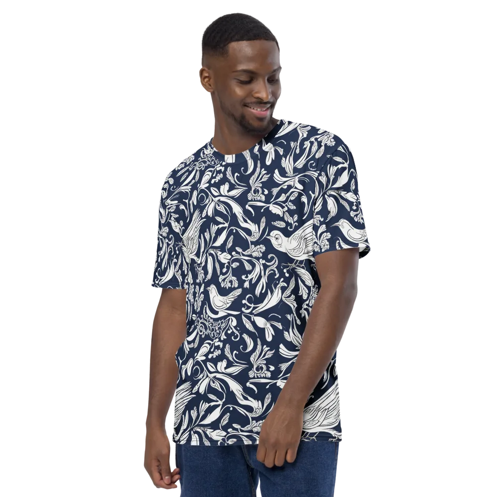 Navy Aviary on Men's Crew Neck T-Shirt — Left