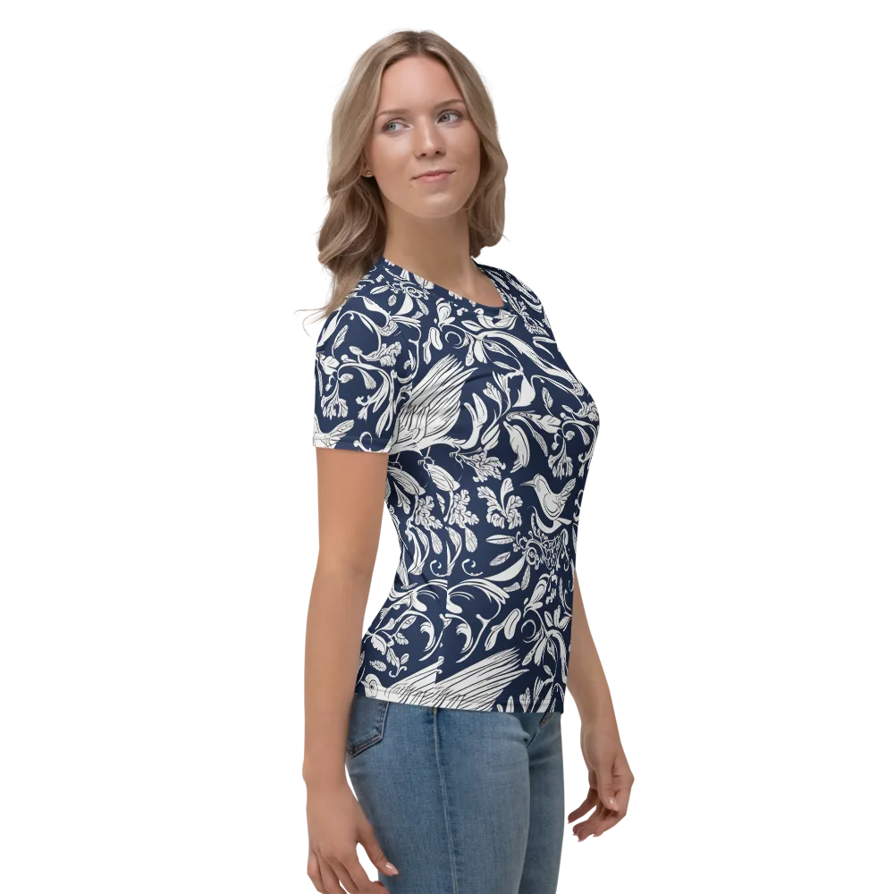 Navy Aviary on Women's Crew Neck T-Shirt — Right