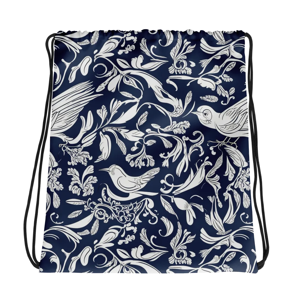 Navy Aviary on Drawstring Bag — Photo