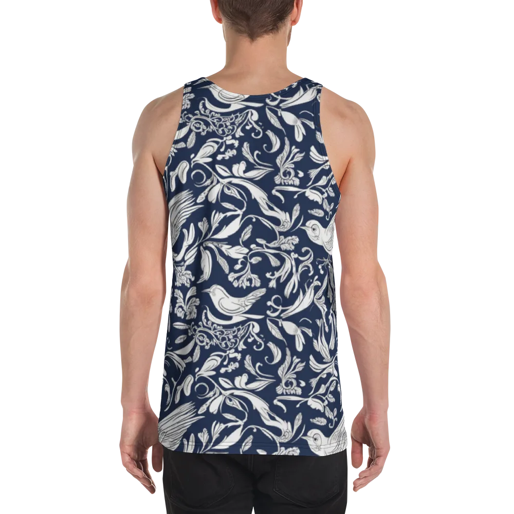 Navy Aviary on Men's Tank Top — Back