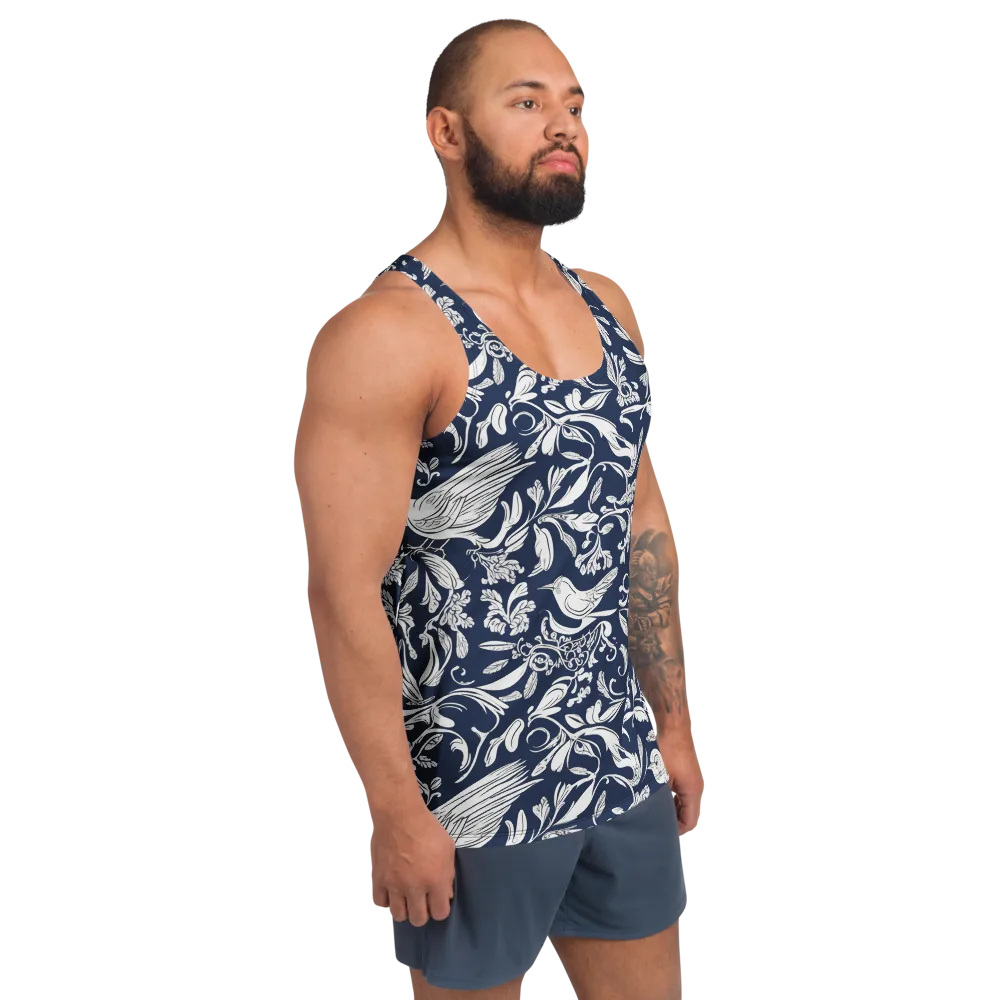 Navy Aviary on Men's Tank Top — Right Front