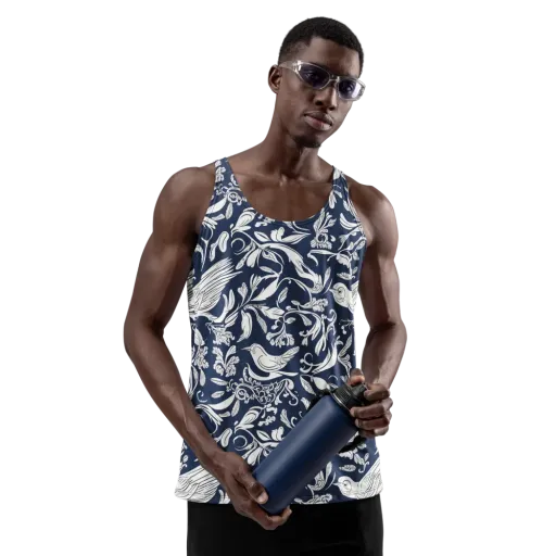 Navy Aviary on a Men's Tank Top