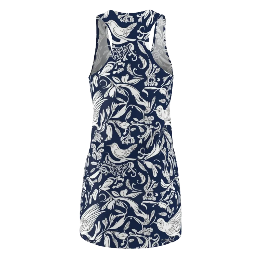 Navy Aviary on Racerback Dress — Back