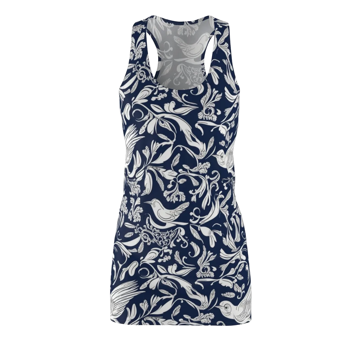 Navy Aviary on Racerback Dress — Front