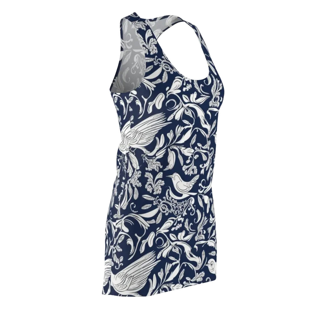 Navy Aviary on Racerback Dress — Front Side