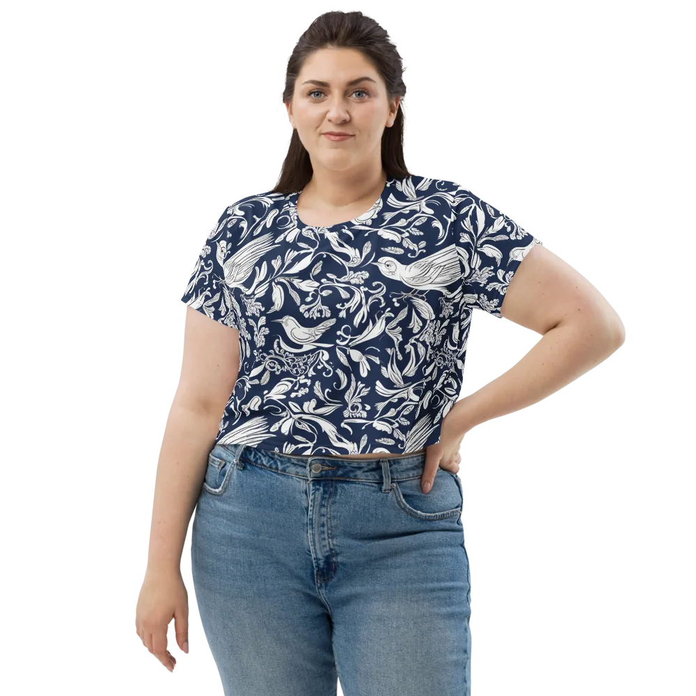 Navy Aviary on Crop Tee — Front