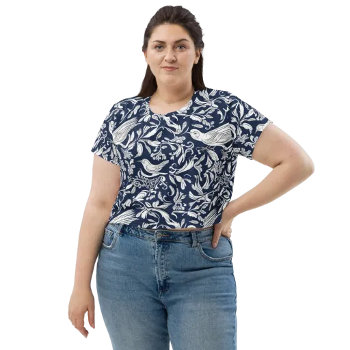 Navy Aviary on a Crop Tee