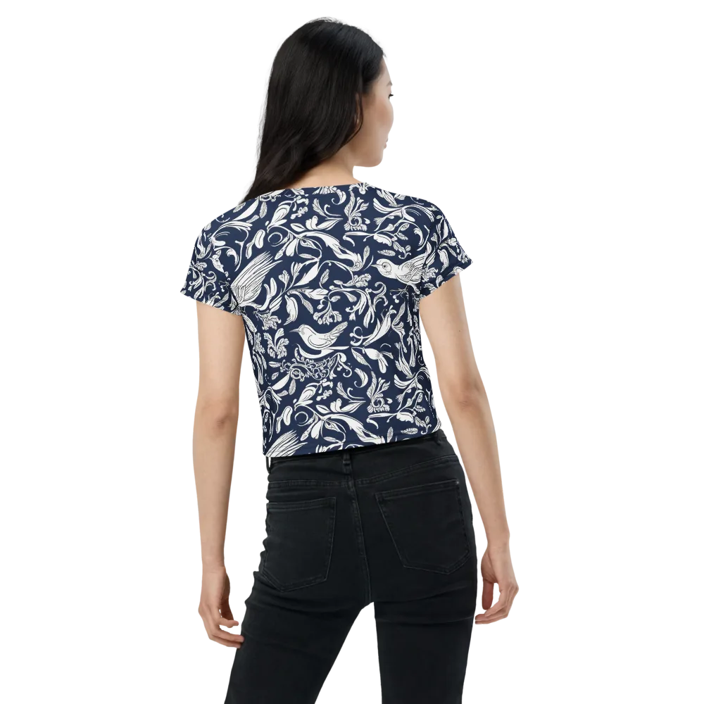 Navy Aviary on Crop Tee — Back