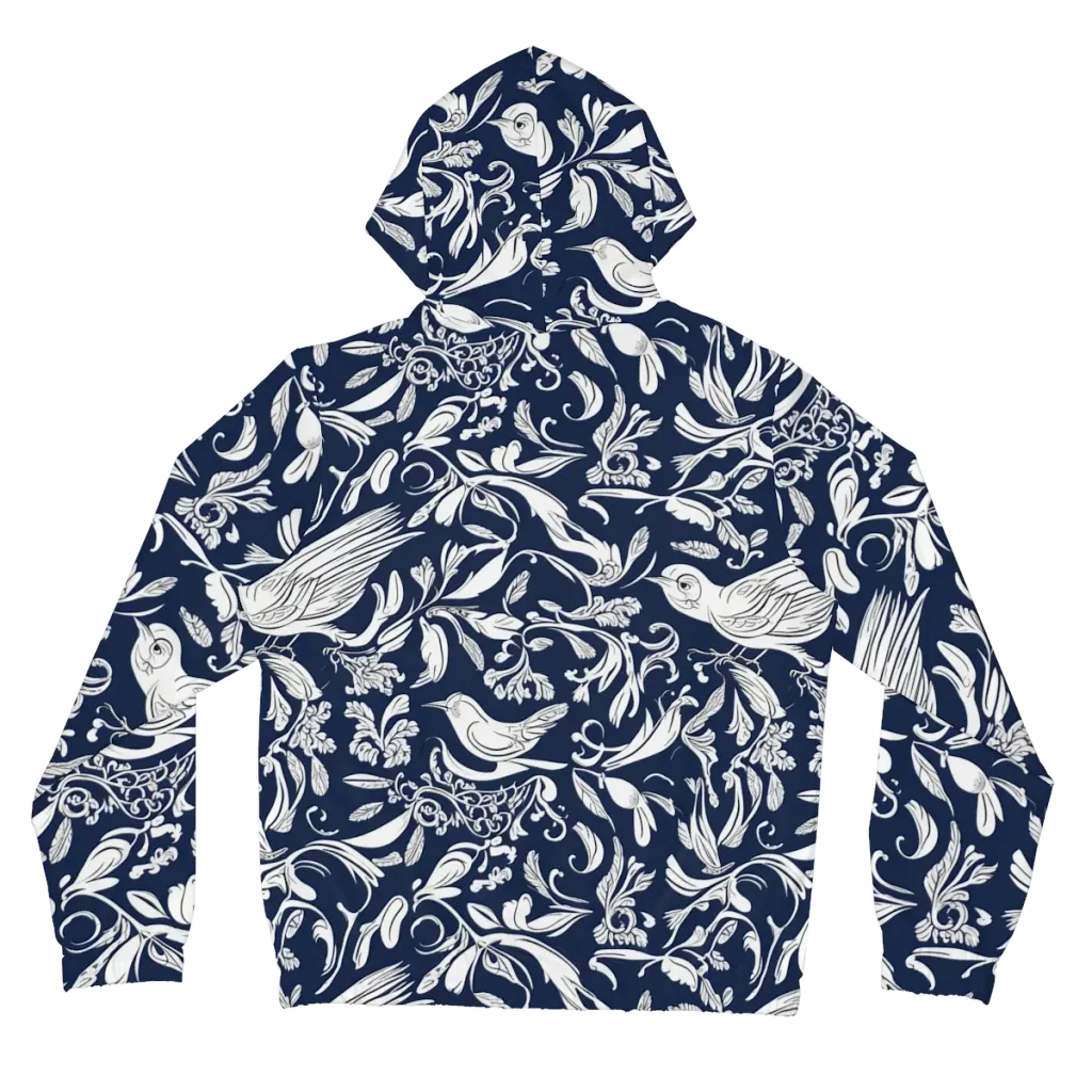 Navy Aviary on Women's Full-Zip Hoodie — Back