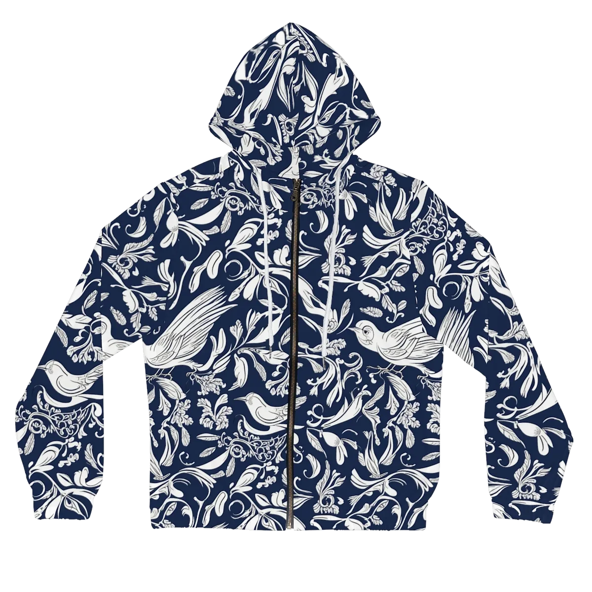 Navy Aviary on Women's Full-Zip Hoodie — Front