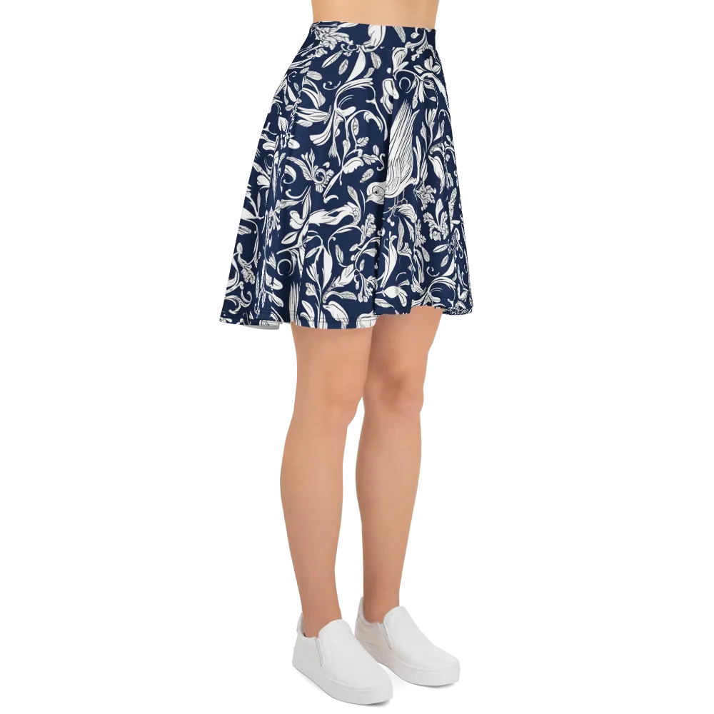 Navy Aviary on Skater Skirt — Right