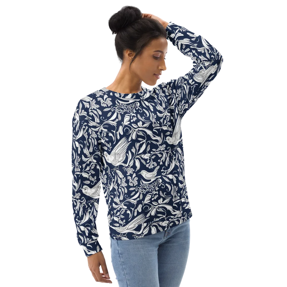 Navy Aviary on Sweatshirt — Right Front