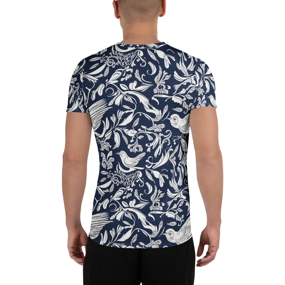Navy Aviary on Men's Athletic T-Shirt — Back