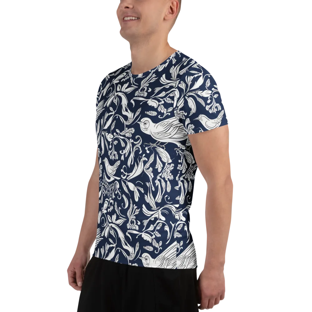Navy Aviary on Men's Athletic T-Shirt — Left