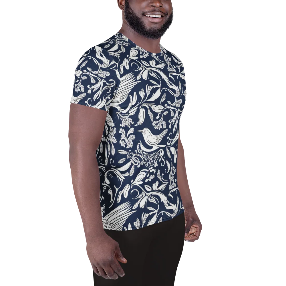 Navy Aviary on Men's Athletic T-Shirt — Right
