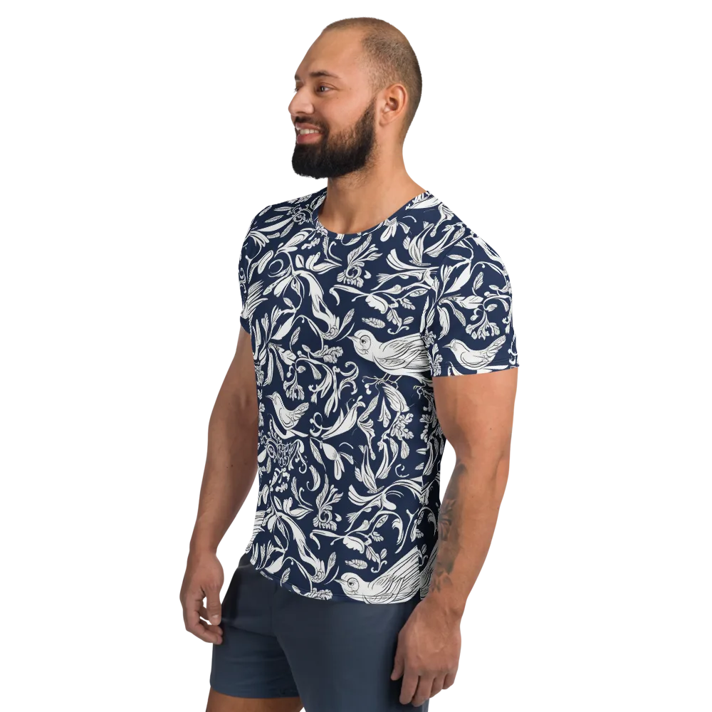 Navy Aviary on Men's Athletic T-Shirt — Left