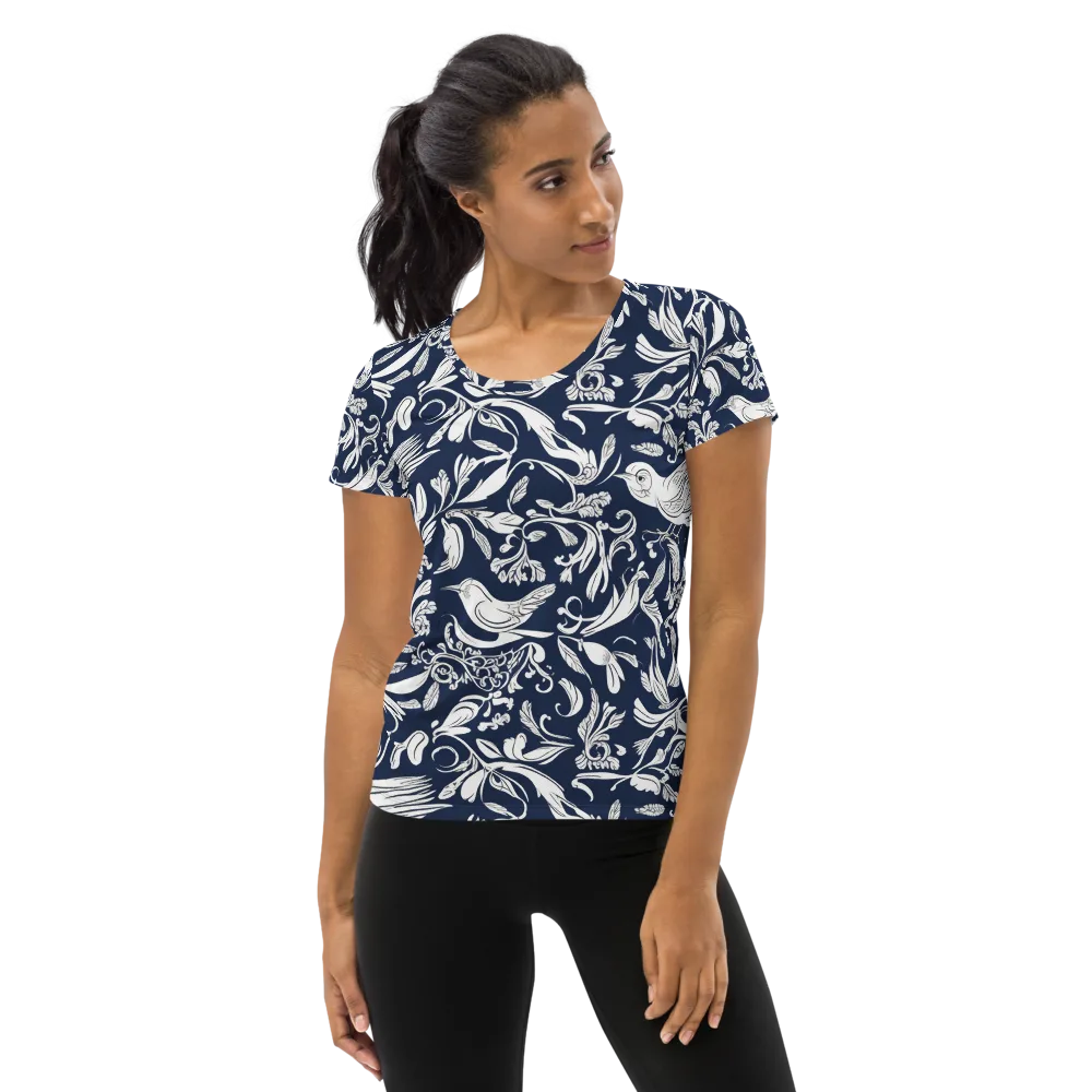 Navy Aviary on Women's Athletic T-Shirt — Front