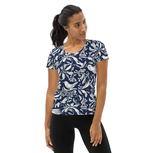 Navy Aviary on a Women's Athletic T-Shirt